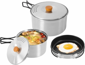 304 stainless steel outdoor camping pot, suitable for 2-3 people,backyard picnic
