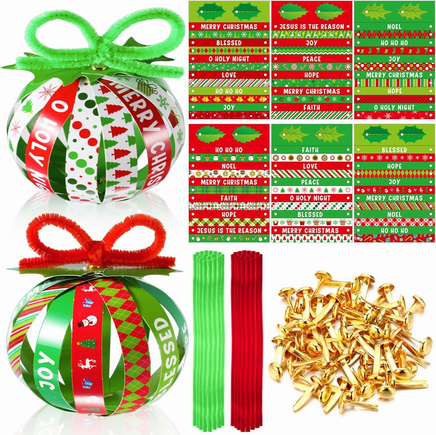 30 Sets St. Patrick's Day Crafts Kits Paper St Patricks Day Christian Ball Ornaments Bulk DIY Religious Shamrock Clover Decorations for Sunday School Party Favors Activity Gift Set(Christmas)