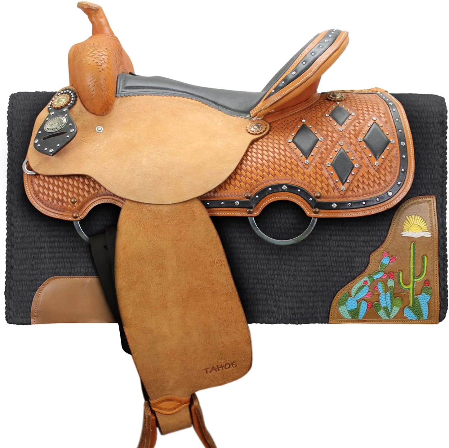 34" x 36" Zara Cactus Solid New Zealand Wool Western Saddle Blanket Pad
