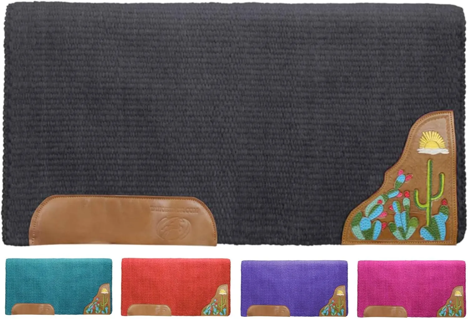 34" x 36" Zara Cactus Solid New Zealand Wool Western Saddle Blanket Pad
