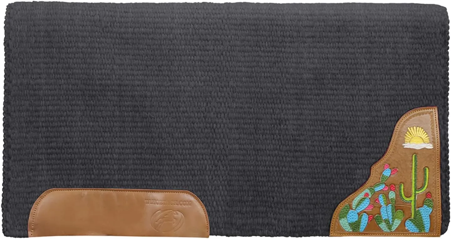 34" x 36" Zara Cactus Solid New Zealand Wool Western Saddle Blanket Pad