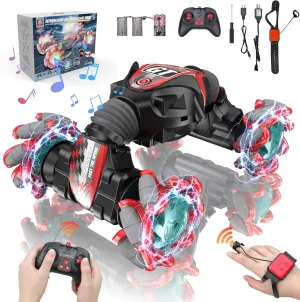 360° Rotating 4WD Transform Twist Cars Remote Control Car with Lights Music, 2.4GHz Hand Controlled RC Car for Boys & Girls 6 7 8 9 10 11 12 Year Old Birthday Xmas Gifts