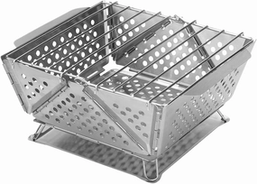 360° Air Vents Charcoal Grill, Small Charcoal Grill Folded 0.45in/1.15cm Thick, Stainless Steel Portable Grill
