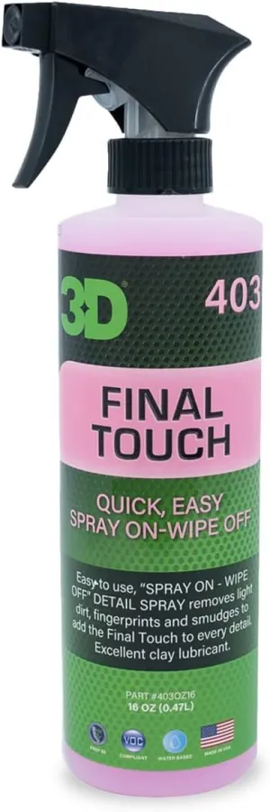 3D Final Touch Quick Detail Spray - Easy Spray On, Wipe Off Showroom Shine 16oz.