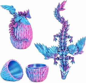 3D Printed Flying Dragon Egg with Articulated Dragon Inside–Toys&Gifts for Kids,Home Decor,Creative Ornaments,Birthday,Easter (Mysterious Purple)