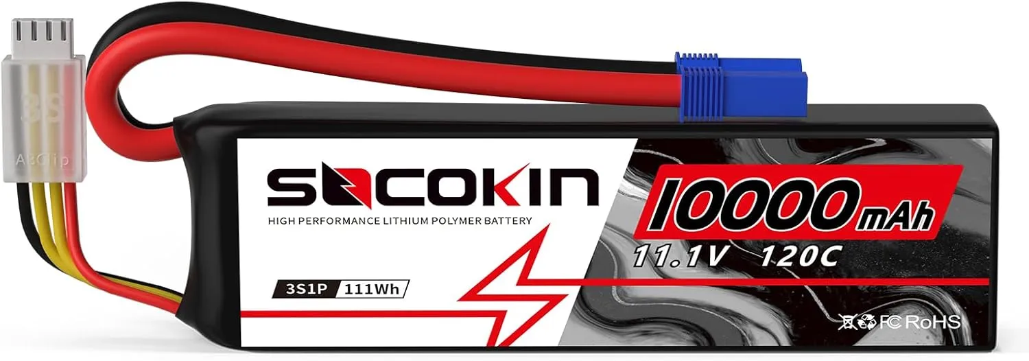 3S Lipo Battery 10000mah 120C with EC5 Connector Soft Case for RC Car Boat Truck Helicopter Airplane Drone FPV RC Hobby