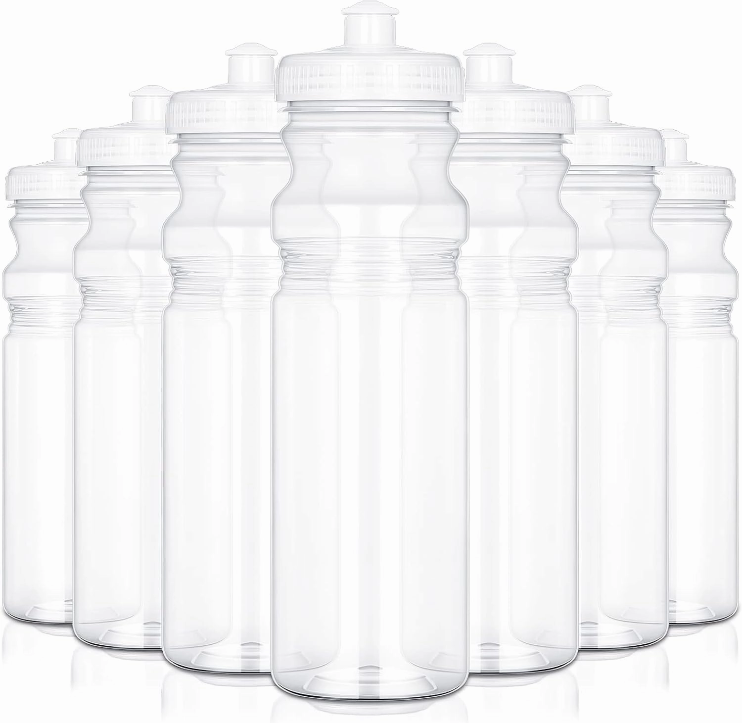 48 Pack 25 Oz Sports Water Bottles Clear Water Bottles Plastic Bulk Reusable Water Bottles, Pull Top Leakproof Drink Spout for DIY Customization Fitness Hiking Cycling Gym Workout Business Branding