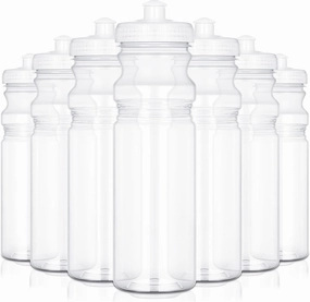 48 Pack 25 Oz Sports Water Bottles Clear Water Bottles Plastic Bulk Reusable Water Bottles, Pull Top Leakproof Drink Spout for DIY Customization Fitness Hiking Cycling Gym Workout Business Branding
