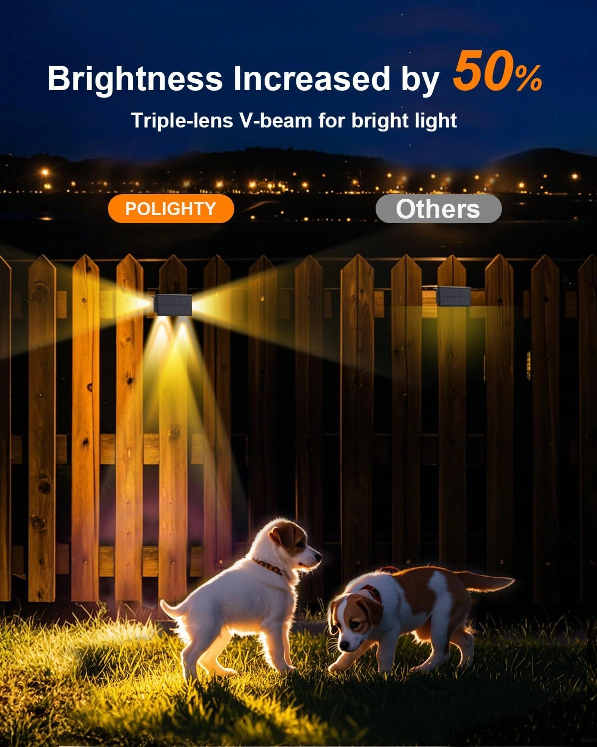 4 Pack 3-Side Solar Fence Lights Outdoor Waterproof with Warm White LED Spot Lens, for Wall, Deck, Patio, Yard, Rail, Garage, Pool, Designed for Enhanced Security, Easy Install
