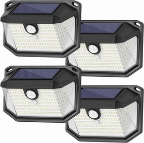 4-Pack Solar Wall Lights Outdoor with 3 Modes & Reflector, Waterproof Bright 178 LEDs Motion Sensor Security Lights, Solar Powered Flood Lights for Patio Garden Yard Porch Garage Front Door
