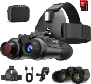 4K Night Vision Goggles & Binoculars, 985FT Digital Infrared Head Mounted Night Vision with 8X Digital Zoom for Camping, Compatible with Tactical Helmet