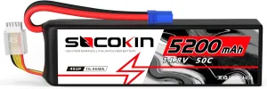 4S Lipo Battery 5200mAh 14.8V 50C with EC5 Plug Soft Case for RC Car Boat RC Helicopter Airplane Multi-Motor RC Models（6.16 * 1.73 * 1.31 inch）