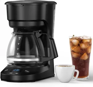 5-Cup Drip Coffee Maker with 24H Programmable Timer, Delay Brew, Keep Warm Plate, 25oz Water Reservoir, Auto-Shut, Reusable filter, Overheat-protection, Ideal for Home/Office/Outside-Black