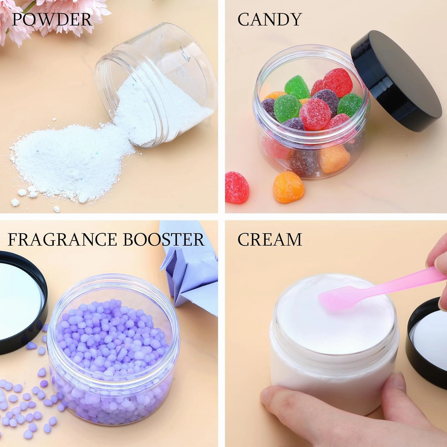 54 Pack 4oz Plastic Containers with Lids, Plastic Jars with lids, Jars with Lids for Makeup, Body Butter,Cream, Ointments, Travel Storage,Honey Jam, Cream, Butter, Lotion