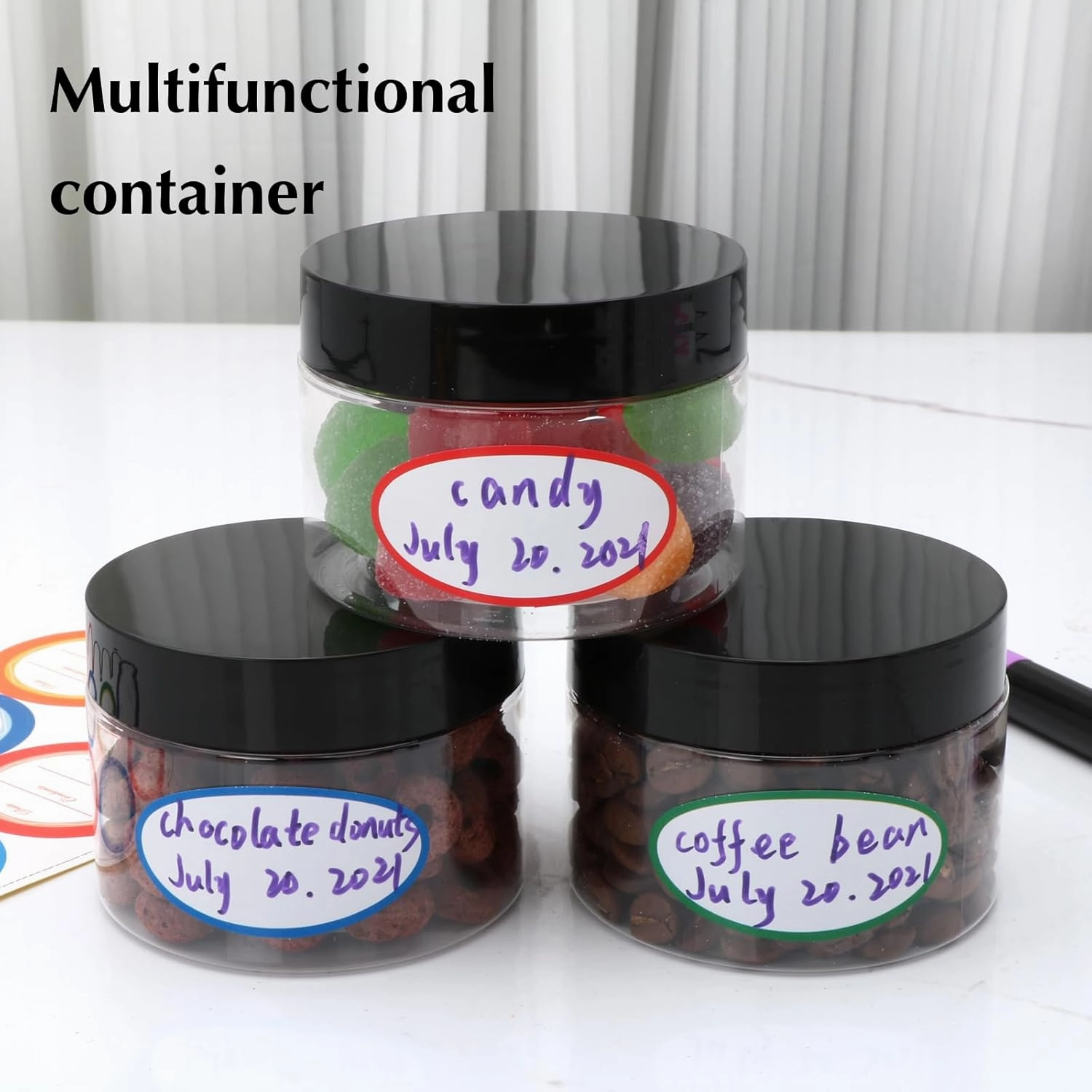 54 Pack 4oz Plastic Containers with Lids, Plastic Jars with lids, Jars with Lids for Makeup, Body Butter,Cream, Ointments, Travel Storage,Honey Jam, Cream, Butter, Lotion