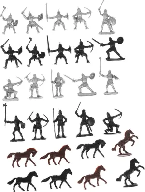 56Pcs Medieval Mini Soldier Includes Soldiers Horses Figures for Play Understanding Collectible Present Decor