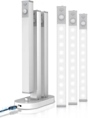 6 Pack Led Under Cabinet Lights Wireless with Charging Station, 7’’ Rechargeable Motion Sensor Light Indoor, Dimmable Closet Lights for Cabinets, Bookshelf, Stair, Hallway