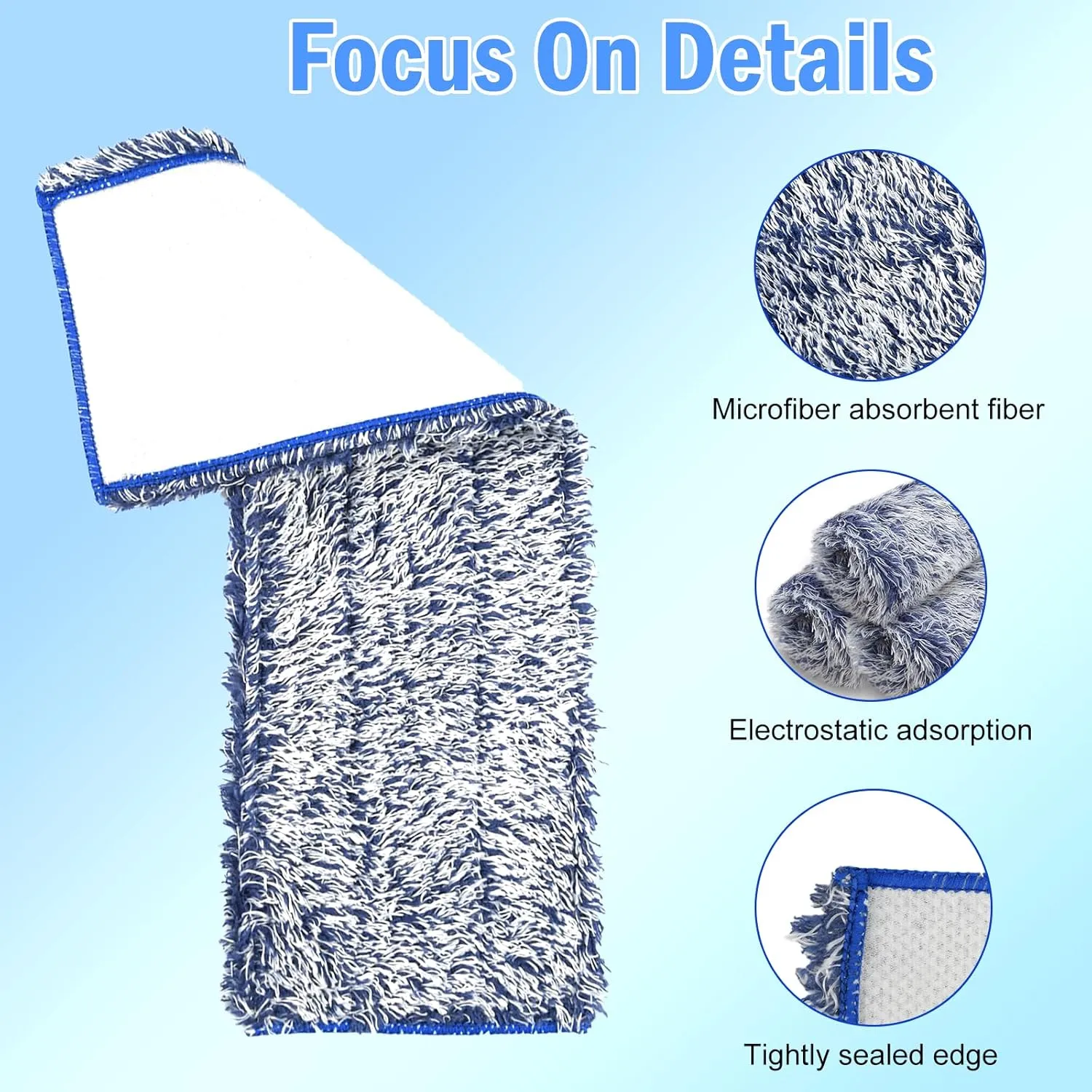 6 Pack Reusable Microfiber Pad for Bona Mop, 6 Pack Value - Use with Bona Mops, Includes 2 Pack Dusting Pad, 2 Pack Cleaning Pad and 2 Pack Deep Clean Pad