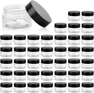 60 Pcs 1oz Plastic Containers with Lids, 1oz Clear Cosmetic Jars with Lids and Stickers, Round Leak Proof Small Cosmetic Travel Containers for Lotion, Cream, Eyeshadow and Small Craft