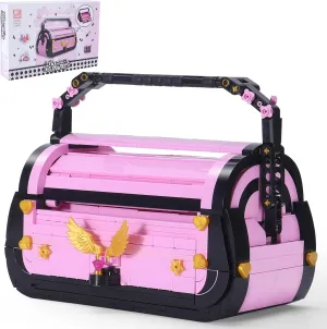664PCS Princess Pink Building Block Toy Bag – Creative Building Block Set with Storage Feature, Black Strap Design, Ideal Present for Girls