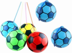 6 Pack Kids Inflatable Soccer Balls PVC Balls with Elastic Chain Outdoor Training Toys for Boys and Girls Random Color