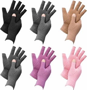 6 Pairs Arthritis Compression Gloves for Women Men Fingerless Hand Compression Gloves for Typing, Driving and Work