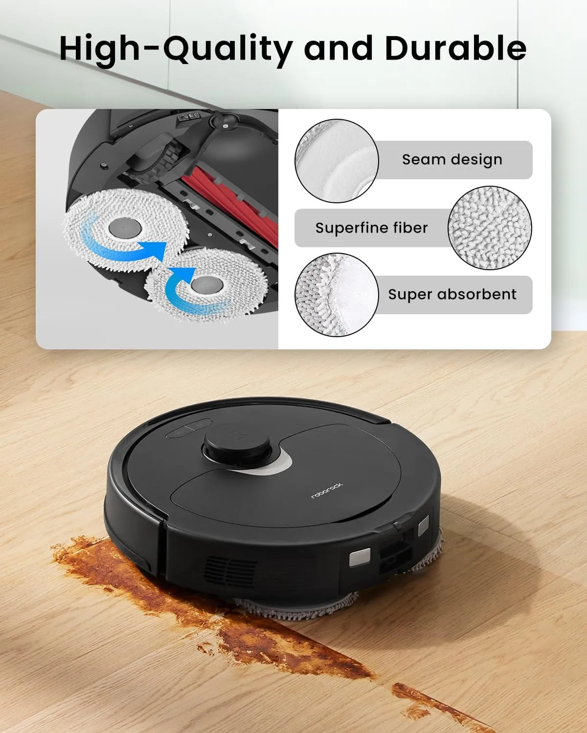 6Pcs Microfiber Mop Cloth Pad for Roborock Q Revo,Qrevo S,Qrevo Pro,Qrevo Plus,Qrevo Master,Qrevo Slim,Qrevo Curv,Qrevo Edge,Qrevo MaxV,Saros 10R Robot Vacuum, Washable Mopping Cloth Accessories