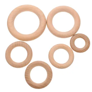 6pcs Molar Wooden Circle Newborn Wood Ring Teething Wood Ring Unfinished Wood Ring Infant Wood Ring Newborn Teether Wood Ring Wood Ring Circles Log Pendant Beech Baby