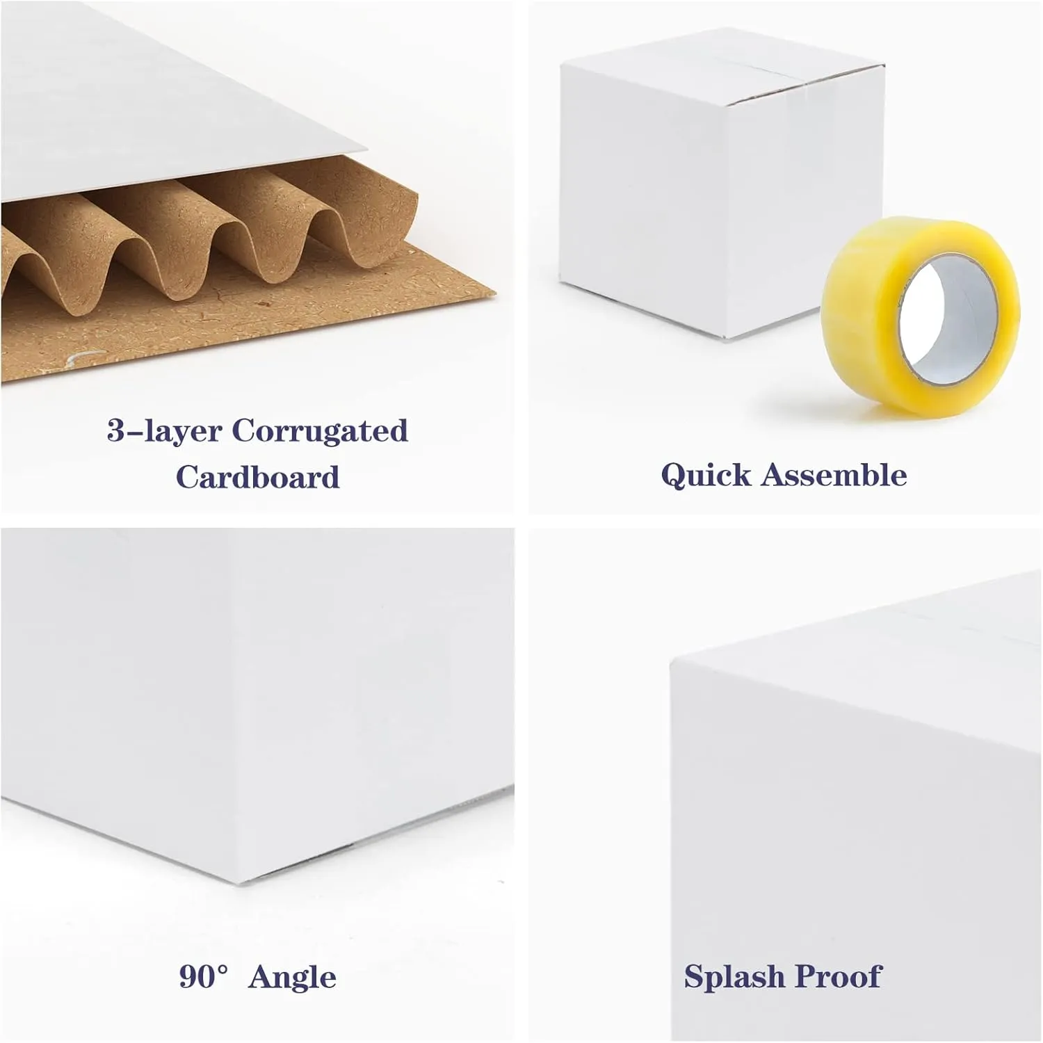 6x6x6 Shipping Boxes for Small Business,40 Pack White Corrugated Cardboard Box for Packaging, Mailing, Storage