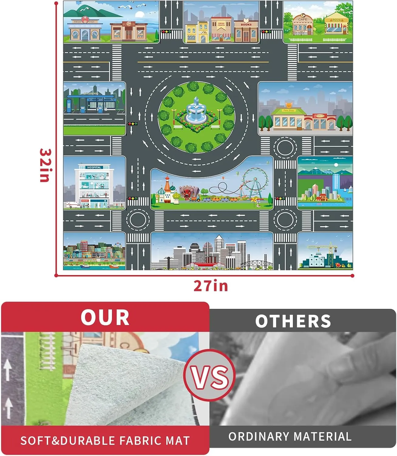 8 in 1 Fire Truck Cars for Toddlers 3-5, Boy Car Truck Toys with Playmat and Light Sound, Birthday Gifts for 3 4 5 6 Year Old Boy