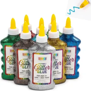 8 Pack Glitter Glue, 6.76 oz Each, Metallic Colors – Ideal for DIY, School Projects, Arts and Crafts, Easy Squeeze Bottles for Kids and Adults