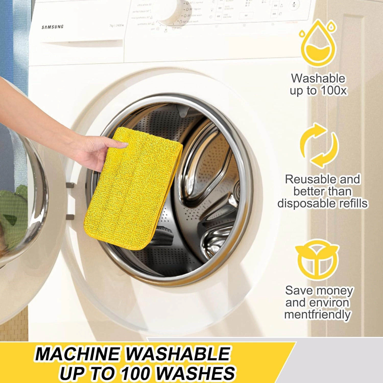 8 Pack 16.5 inch Reusable Mop Pads Microfiber Spray Mop Replacement Heads for Wet/Dry Mops Compatible with Bona Floor Care System