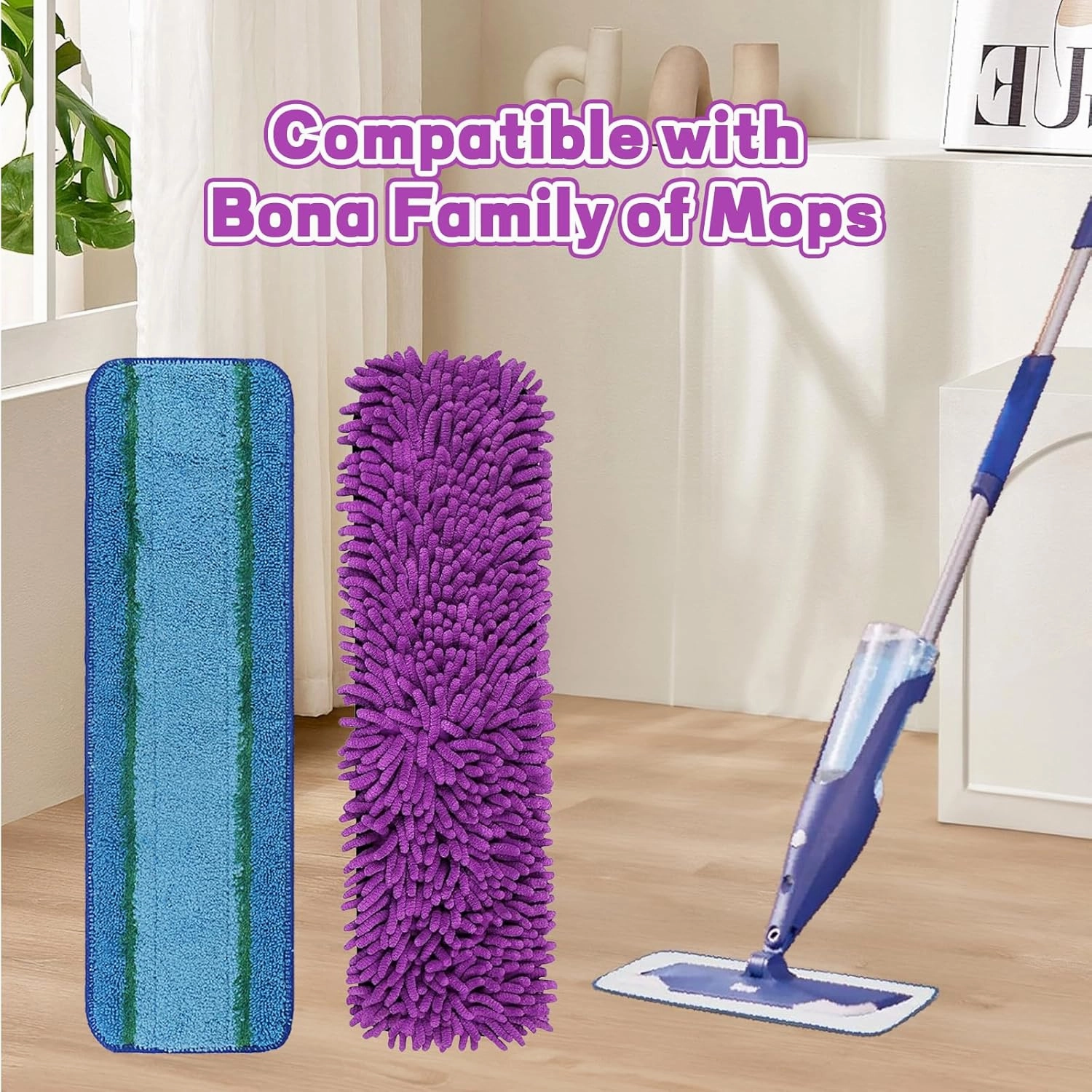 8 Pack Mop Pads for Bona Family of Mops, 4 Pet Microfiber Sweeping Pad   4 Microfiber Deep Clean Pad, Pet Cleaning Pad for Bona Microfiber Cleaning Pad for Multi-Surface Floors