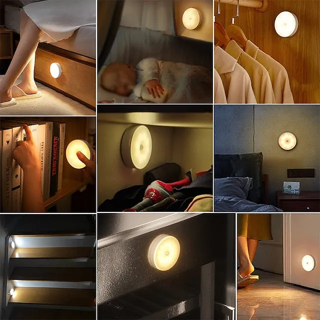 8LED Motion Sensor Night Light, USB Rechargeable Stair Cabinet Light Automatic On/Off, Ideal for Kitchen, Bedroom, Closet, Stairs and Hallway