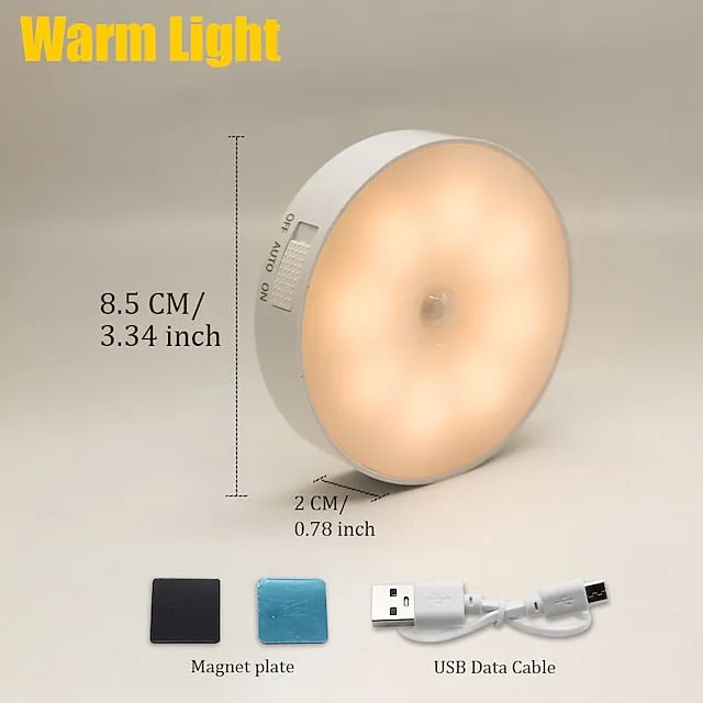 8LED Motion Sensor Night Light, USB Rechargeable Stair Cabinet Light Automatic On/Off, Ideal for Kitchen, Bedroom, Closet, Stairs and Hallway
