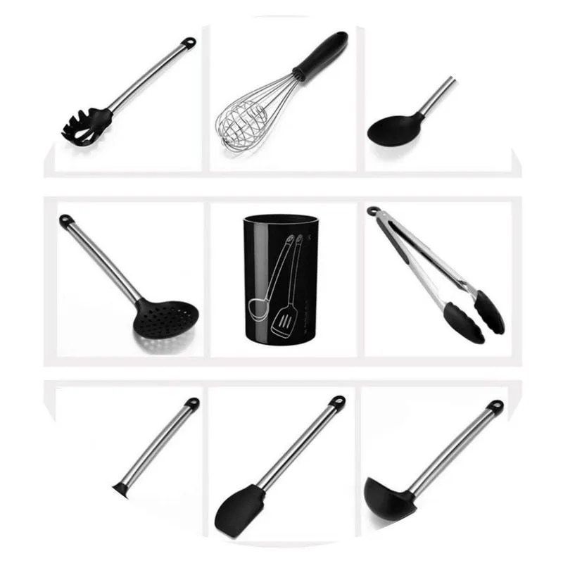 9 Pieces Silicone Kitchen Cooking Utensil Set