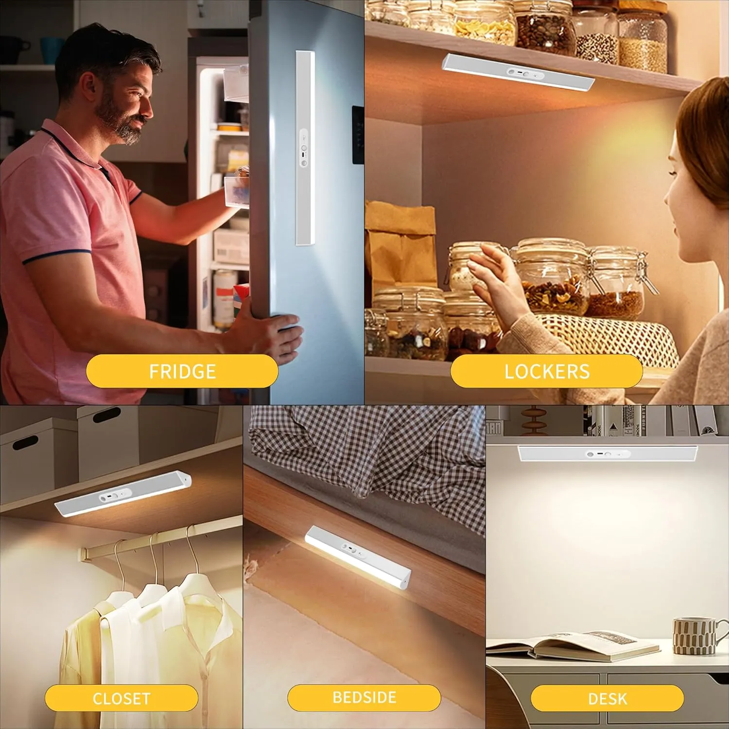 90 LED Under Cabinet Lighting Wireless with Remote and Motion Sensor Indoor,3000 mAh Rechargeable Closet Lights with 3 CCT and Dimmable,Under Counter Light for Kitchen,Stairways(1 Pack,18inch)