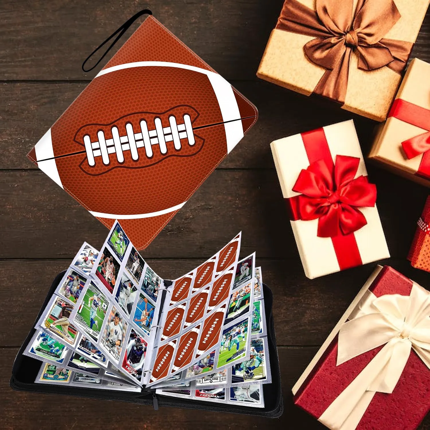 900 Pockets Football Card Binder, Trading Card Holder with Sleeves Card Collectors Album, Fit for Football Cards Baseball Cards Basketball Soccer Hockey Sport Trading Cards MTG and Other TCG
