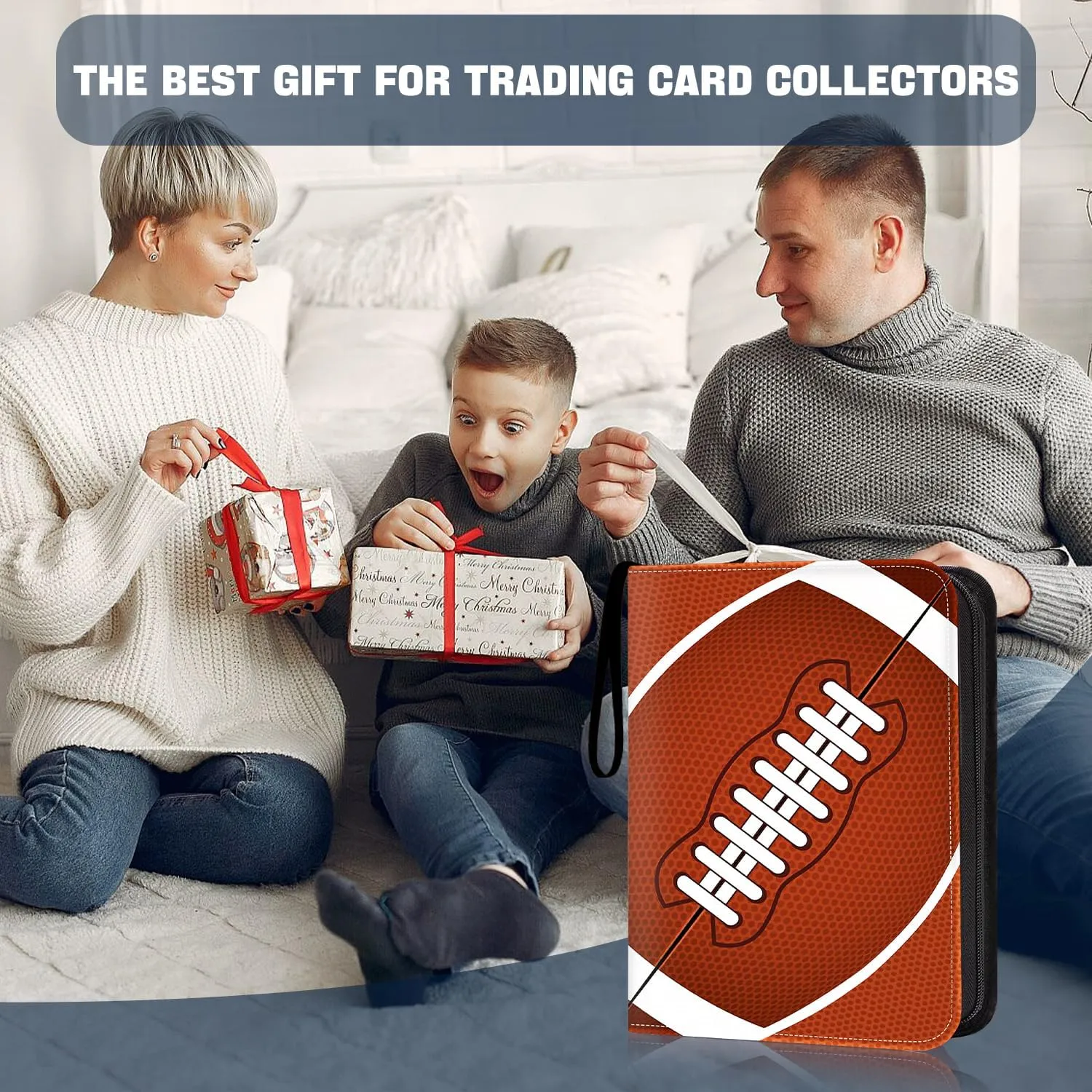 900 Pockets Football Card Binder, Trading Card Holder with Sleeves Card Collectors Album, Fit for Football Cards Baseball Cards Basketball Soccer Hockey Sport Trading Cards MTG and Other TCG