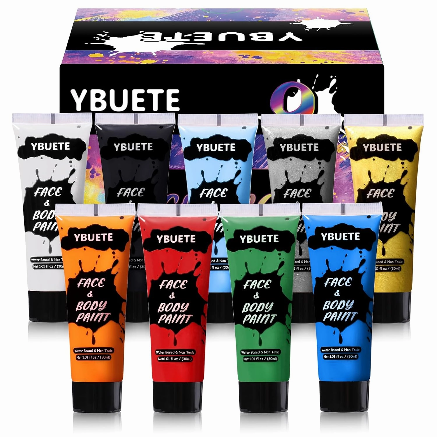 9 Colors Face Body Paint Set, Professional Paint Set for Halloween Cosplay Costume Party, Full-coverage Multi-Color Cream Makeup Blendable Set for Adults Halloween Cosplay SFX Makeup Paint