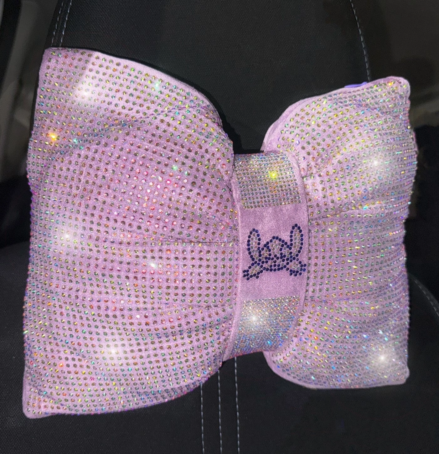 (2PACK) ULTRA BLING CAR PILLOW BOWKNOT HEADREST (LILAC)