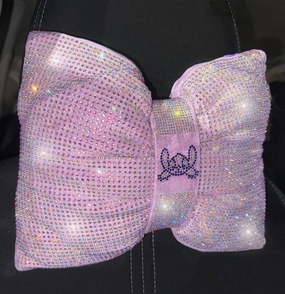 (2PACK) ULTRA BLING CAR PILLOW BOWKNOT HEADREST (LILAC)