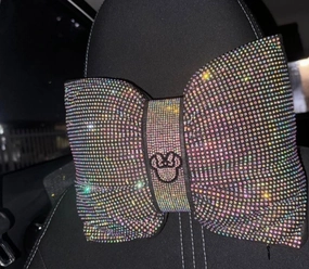 (2PACK) ULTRA BLING CAR PILLOW BOWKNOT HEADREST MINNIE (COLOR)