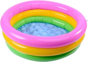 A sixx Three‑Layer Infant Inflatable Swimming Pool, Non-Slip Inflatable Pool, Round PVC Fishing Toy for Playing Bathing(60CM)