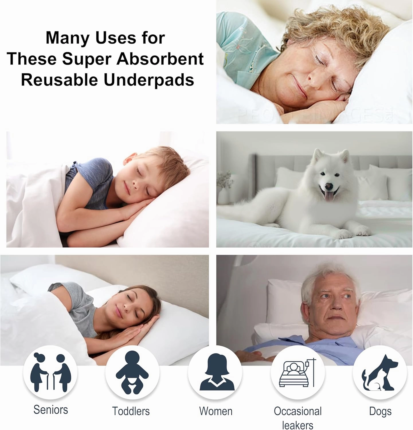 AbsorbEase® Washable Waterproof Underpads - Large Bed Pads for use as Incontinence Bed Pads, Reusable Pet Pads, Great for Dogs, Cats, Bunny, Seniors Bed Pad (Pack of 2 - 34x36)