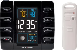 AcuRite 13020 Intelli-Time Projection Alarm Clock with Temperature and USB Charging , Black