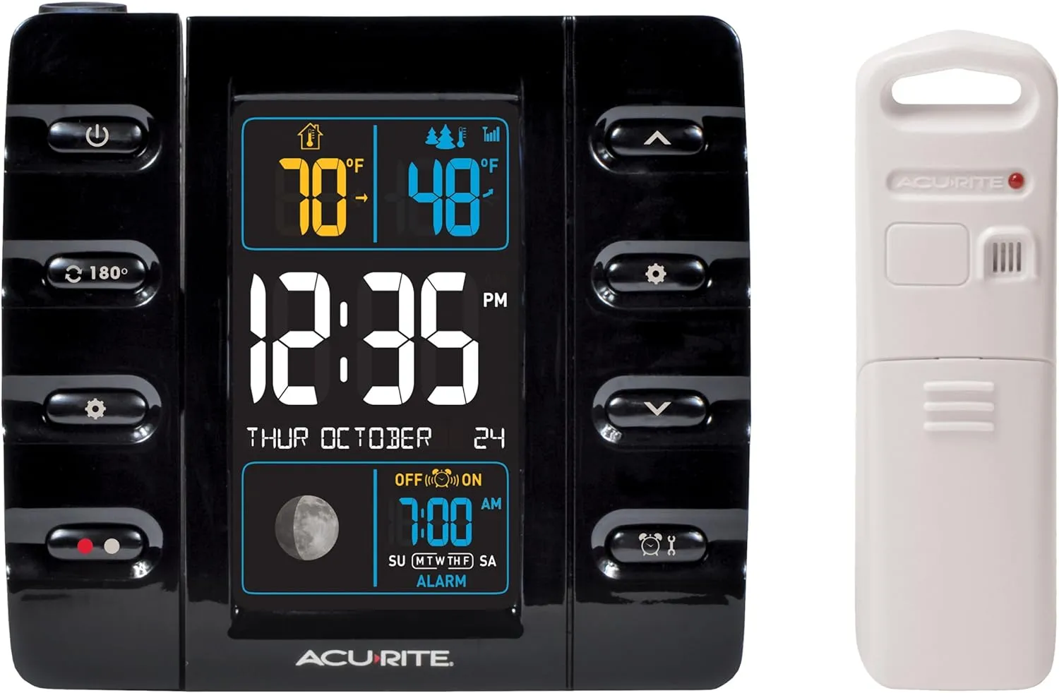 AcuRite 13020 Intelli-Time Projection Alarm Clock with Temperature and USB Charging , Black