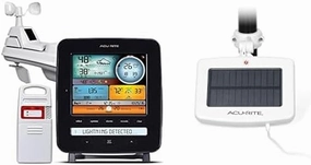 AcuRite Iris (5-in-1) Weather Station with Solar Power Pack for Temperature and Humidity, Wind Speed and Direction, and Rainfall with Lightning Sensor and Built-in Barometer (01022)