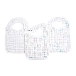 aden   anais 100% Cotton Muslin Snap Bib – Super Absorbent, Soft 3-Layer Baby Bib for Boys & Girls with Adjustable Snap-Closure for Teething, Eating, Drooling, 3-Pack, Above the Clouds