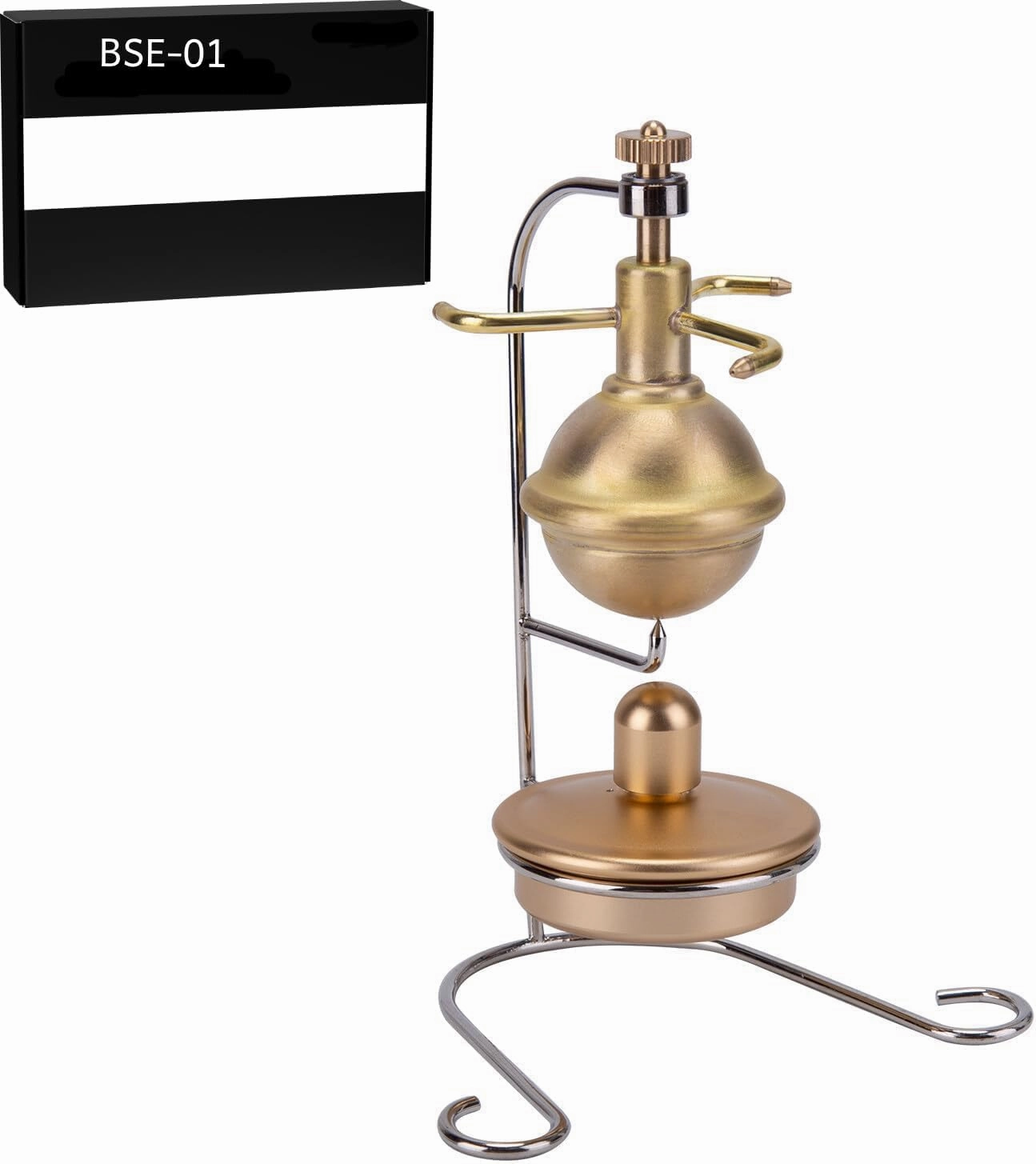 Aetheria Mini Engine Pure Copper Verticle Type Steam Engine Physics Engine Toy for Kid Adult-6.8 x 10 x 13.2CM- BSE-01